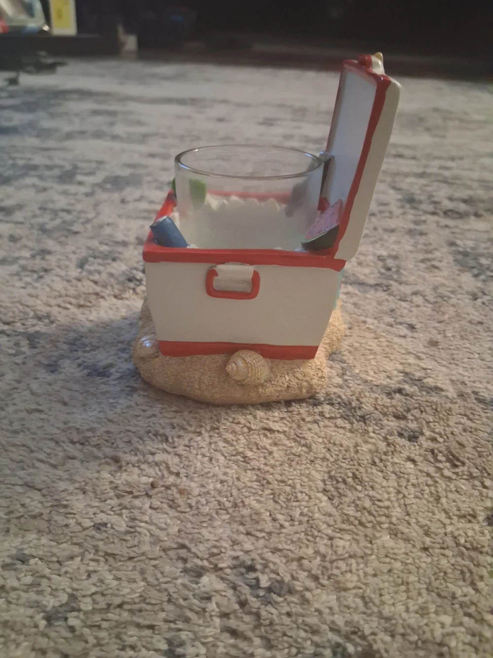 Seaside Treasure Chest Votive Holder in White & Red
